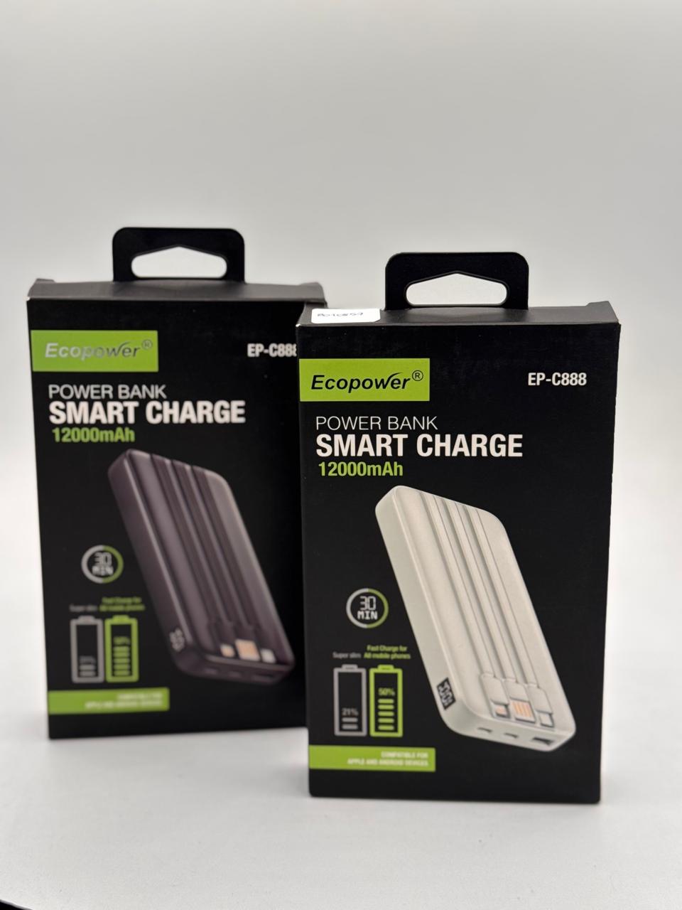 CARGADOR PORTATIL ECOPOWER EP-C803 12000MAH COLOR NEGRO