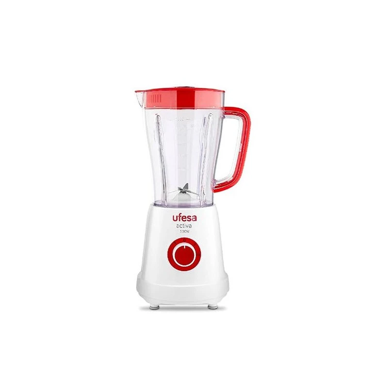 LICUADORA UFESA 1.5 LTS BLANCO/ROJO 500W VASO DE ACRILICO -BS4707 2V