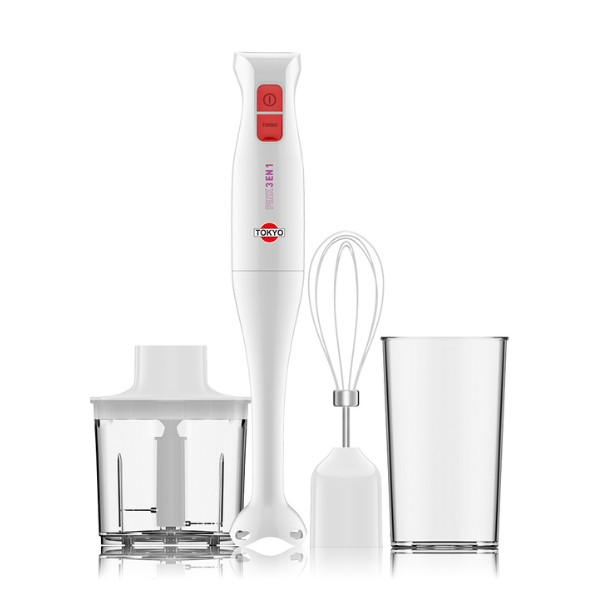 MIXER TOKYO PINK 3 EN 1 PIE INOX CON ACCESORIOS BATIDOR Y PICADOR 400W-EDTMPINK2-N