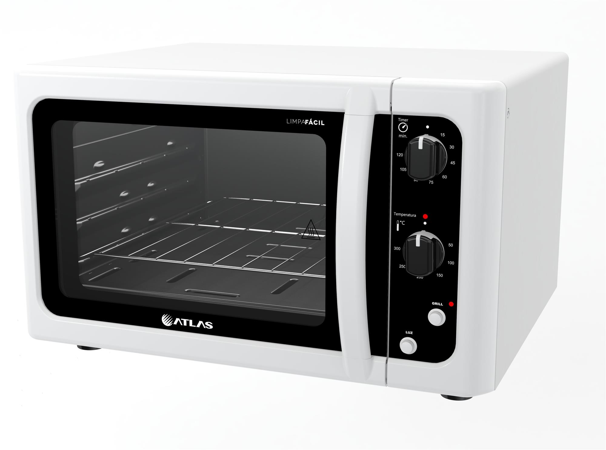 HORNO ELECTRICO ATLAS 44 LITROS 1750 WATTS GRILL/TIMER 50C-300C BLANCO