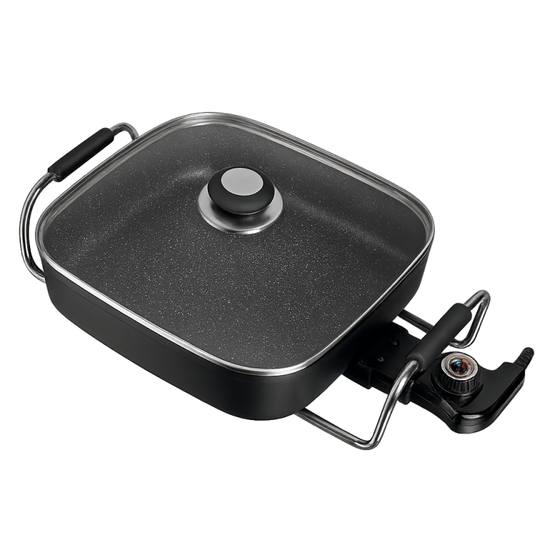 SARTEN ELECTRICA SPEED CUADRADO 1500W C/TAPA  30X30X7 NEGRO-SSE-30