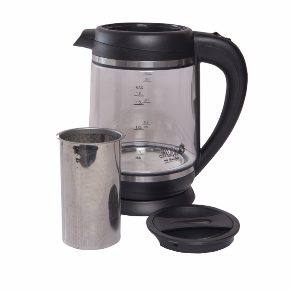 HERVIDORA ELECTRICA JAM 1.7 LITROS NEGRO DE VIDRIO 185W MD-MATE 3000