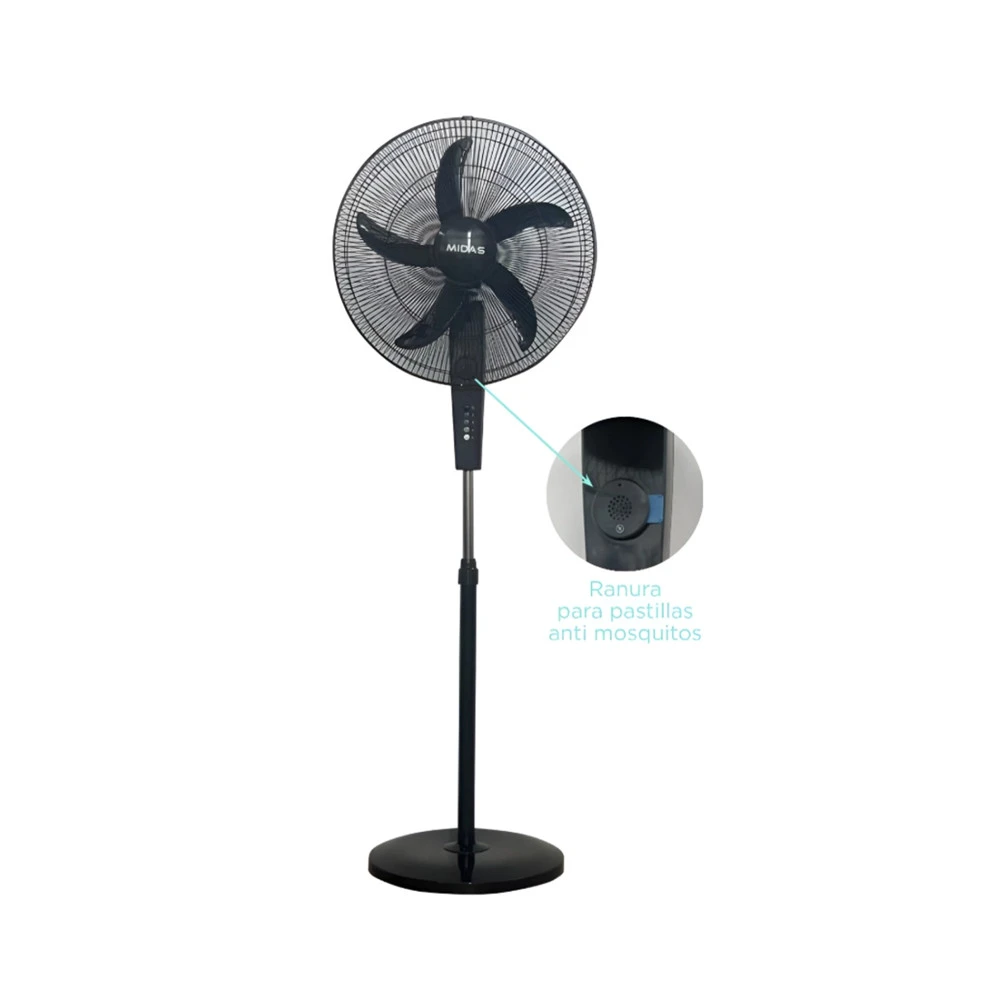 VENTILADOR DE PIE MIDAS  20" REPELENTE MOSQUIFAN NEGRO