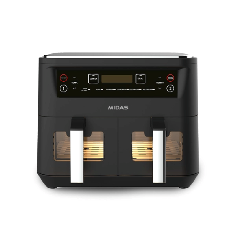 FREIDORA AIR FRYER MIDAS  8 LITROS DUAL ELITENEGRO
