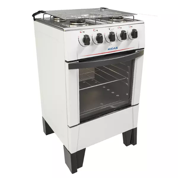 COCINA A GAS MIDAS NEW MAXIMA 4H MESADA INOX/ 2000W COLOR BLANCO C/ECENDIDO ELECTRICO