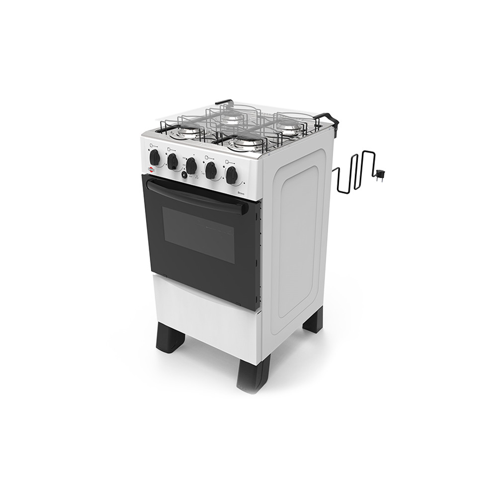 COCINA A GAS TOKYO BRAVO 4H BLANCO INOX TAPA DE VIDRIO